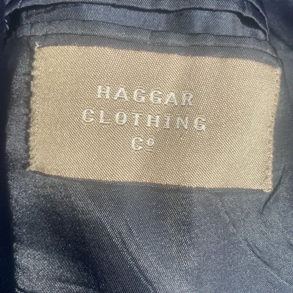 Haggar Men’s Navy Blazer With Gold Buttons 42L Sports Coat Jacket